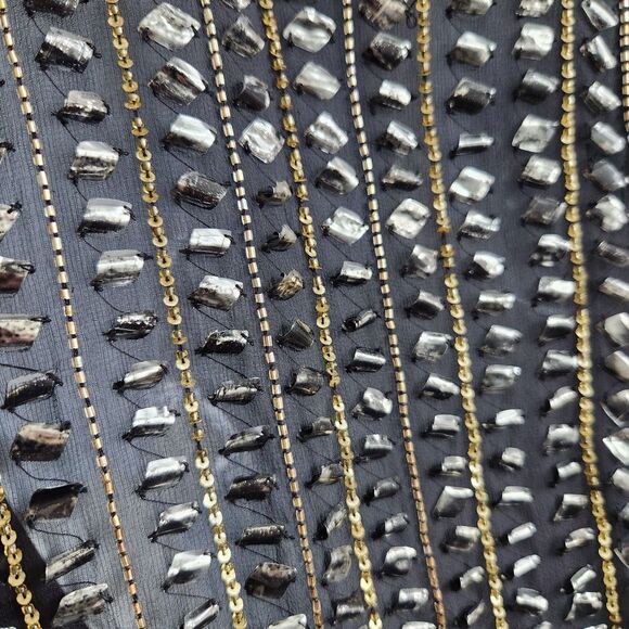 Parker NWT All Silk Hand Beaded Style Tunic/Dress-Art Deco-Black Gold-Flapper-S - Picture 10 of 15